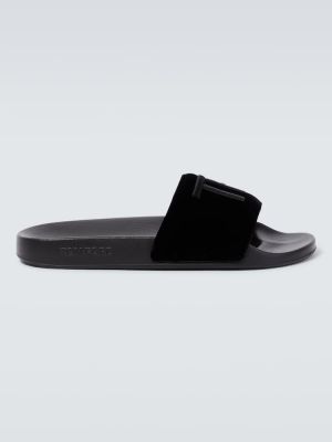 Žametne sandali iz rebrastega žameta Tom Ford črna
