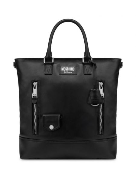 Kožená nákupná taška Moschino čierna
