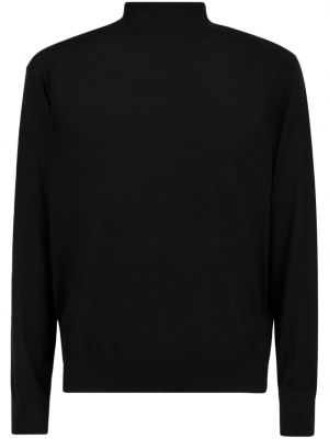 Volneni pulover z vezenjem iz merina Bally črna
