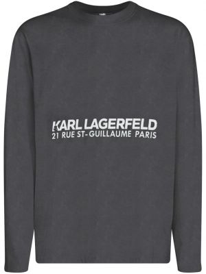 Βαμβακερός φούτερ με λαιμόκοψη Karl Lagerfeld γκρι