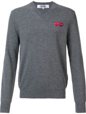 Sweter w serca Comme Des Garcons Play szary