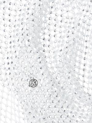Czapka z kapturem z siateczką z kryształkami Maison Michel biała