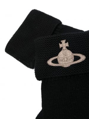 Vlněné rukavice s výšivkou Vivienne Westwood černé