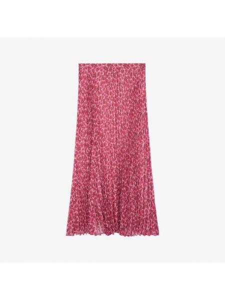 Плиссированная юбка миди в цветочек The Kooples розовая