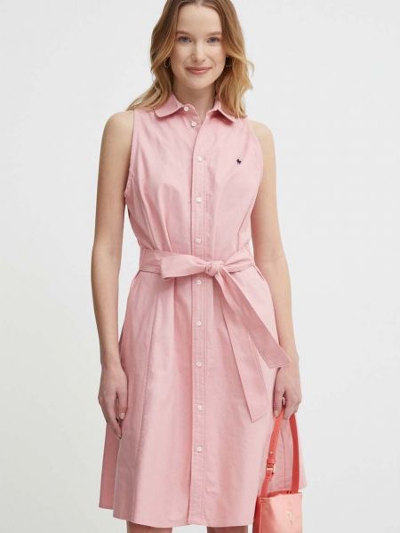 Sukienka mini bawełniana Polo Ralph Lauren różowa