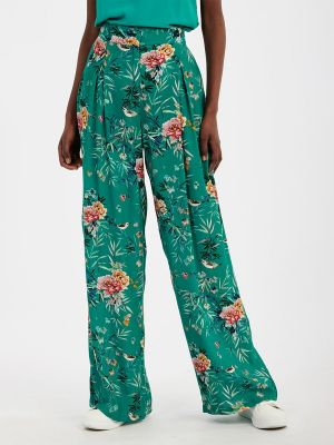 Pantalones de flores con estampado Naf Naf verde