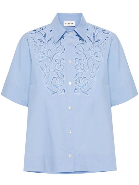 Βαμβακερό πουκάμισο με δαντέλα P.a.r.o.s.h. μπλε
