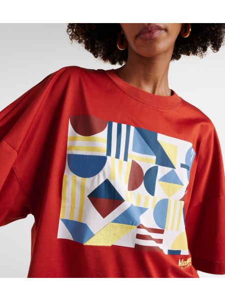Βαμβακερή μπλούζα με σχέδιο από ζέρσεϋ Max Mara κόκκινο