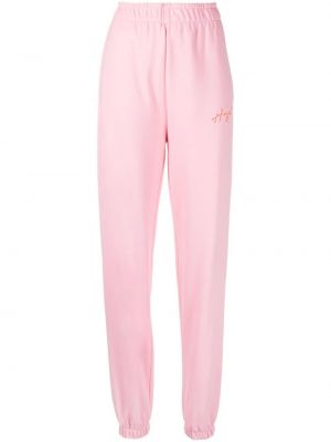 Pantalon de joggings en coton à imprimé Hugo rose