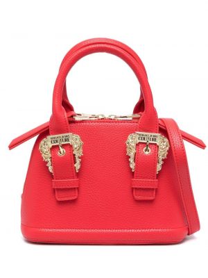 Borsa shopper di pelle Versace Jeans Couture rosso