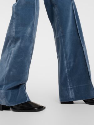 Slim fit zamatové rovné nohavice Frame modrá