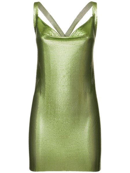 Mini šaty se síťovinou Fannie Schiavoni zelené