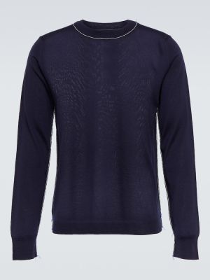Sweter wełniany Maison Margiela niebieski