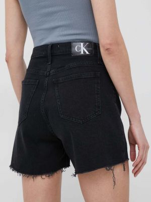 Priliehavé džínsové šortky Calvin Klein Jeans čierna