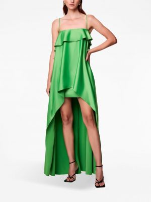 Asymetrické saténové koktejlové šaty Nicholas zelené