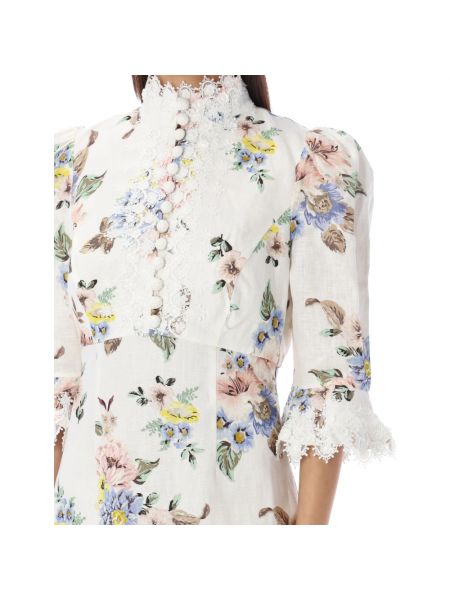Mini vestido de lino de flores de encaje Zimmermann