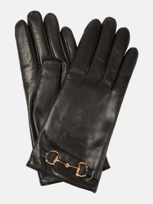 Kožne rukavice Gucci crna