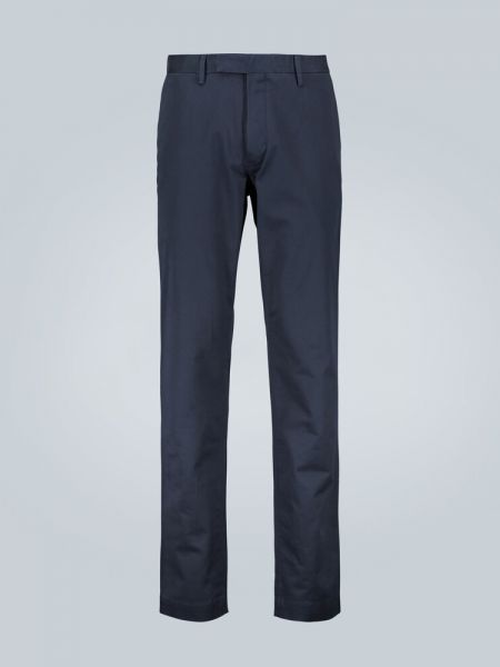 Bavlnené slim fit priliehavé chinos nohavice Polo Ralph Lauren modrá