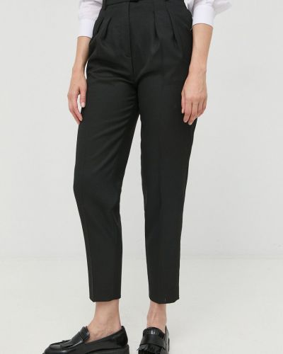Karl Lagerfeld pantaloni femei, culoarea negru, fason tigareta, high waist