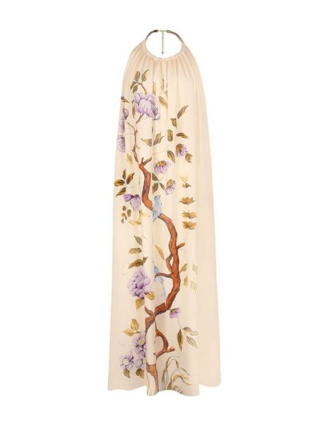 Svilena obleka s cvetličnim vzorcem s potiskom Adam Lippes