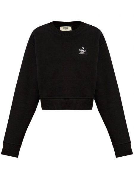 Medvilninis siuvinėtas džemperis Fendi juoda