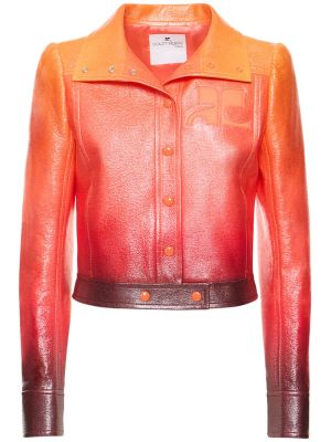Kožená bunda s prechodom farieb z ekologickej kože Courreges oranžová