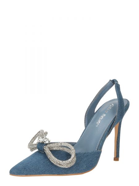 Полуотворени обувки с ток с отворена пета Public Desire синьо