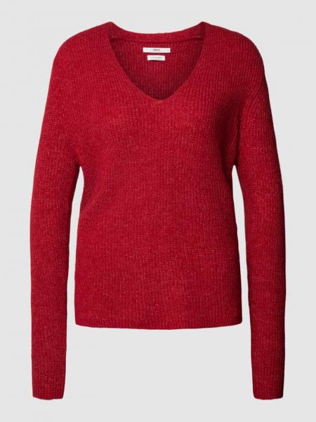 Dzianinowy sweter z dekoltem w serek Brax czerwony