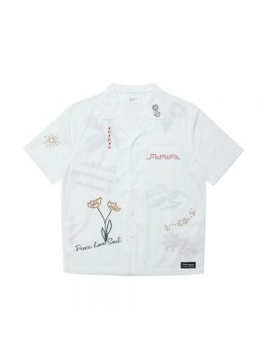 Koszula z krótkim rękawkiem w kwiatki Universal Works - biały