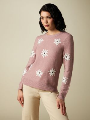Розовый пуловер с вышивкой Iwie