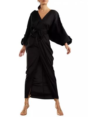 Черное атласное платье Cynthia Rowley
