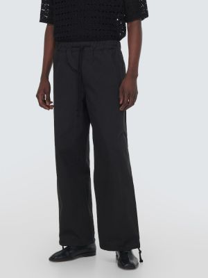Spodnie z wysoką talią bawełniane Commas czarne