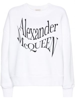 Raštuotas medvilninis džemperis Alexander Mcqueen balta