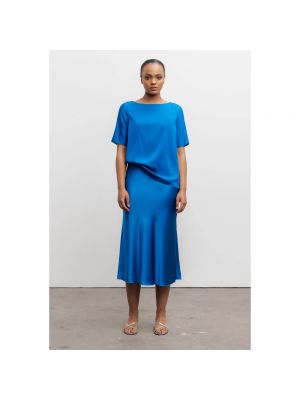 Falda midi de raso Ahlvar Gallery azul