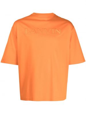 Памучна тениска бродирана Lanvin оранжево