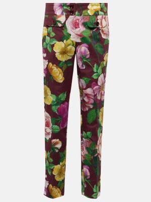 Proste spodnie z niską talią bawełniane w kwiatki Dolce&gabbana