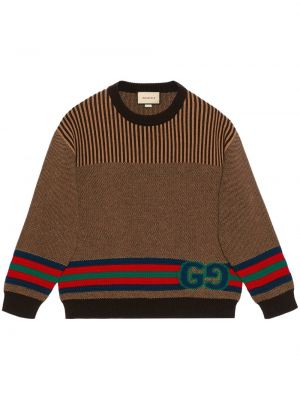 Sweter wełniany Gucci brązowy