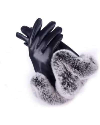 Кожаные перчатки с натуральным мехом Free Moda