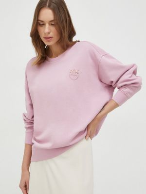 Бавовняний светр з аплікацією Pinko рожевий