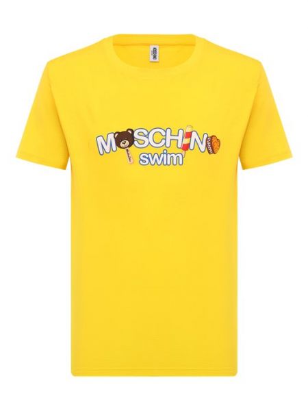 Хлопковая футболка Moschino желтая