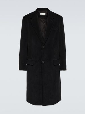 Bavlnený menčestrový kabát The Row čierna