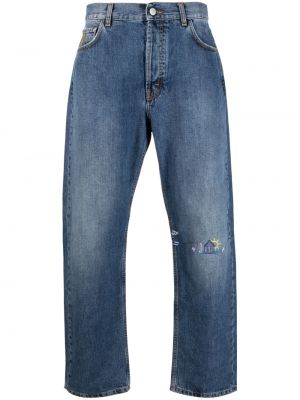 Straight leg jeans ricamati Nick Fouquet blu