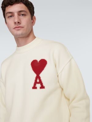 Вълнен пуловер Ami Paris бяло