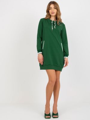 Mini šaty s vreckami Fashionhunters zelená