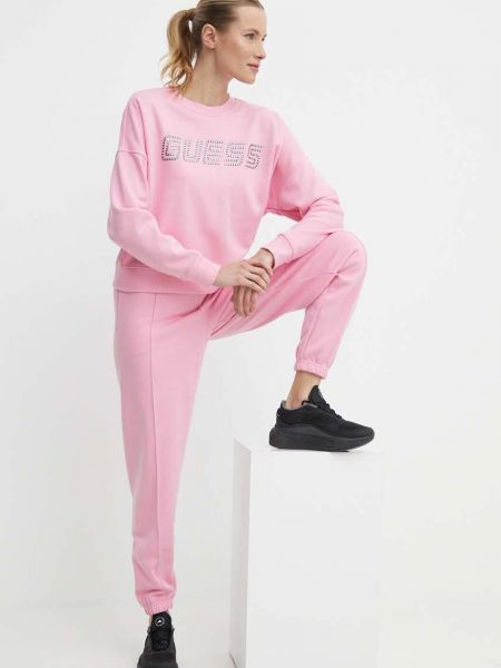 Однотонні спортивні штани Guess рожеві