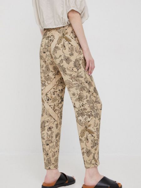 Jednobarevné kalhoty s vysokým pasem Sisley béžové