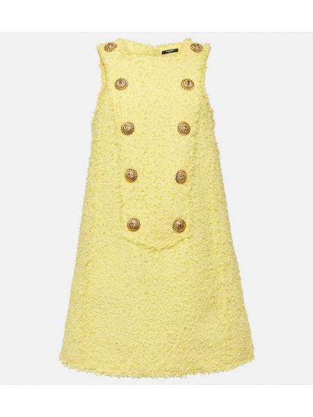 Sukienka tweedowa Balmain żółta
