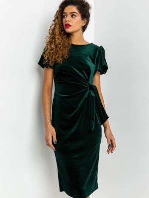 Бархатное платье миди Roman зеленое