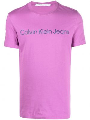 Тениска с принт Calvin Klein виолетово