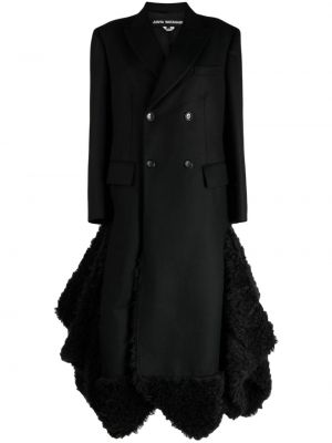 Μάλλινο παλτό πέπλουμ Junya Watanabe μαύρο